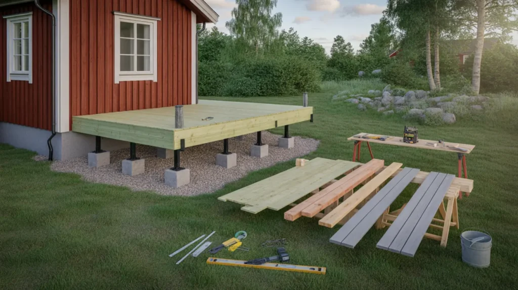 bygga altan i juni regler grund trallval och kostnad med rot